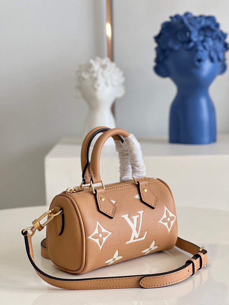 [TOP] Louis Vuitton LV Mini Speedy Monogram Bag 16cm - Brown and Cream