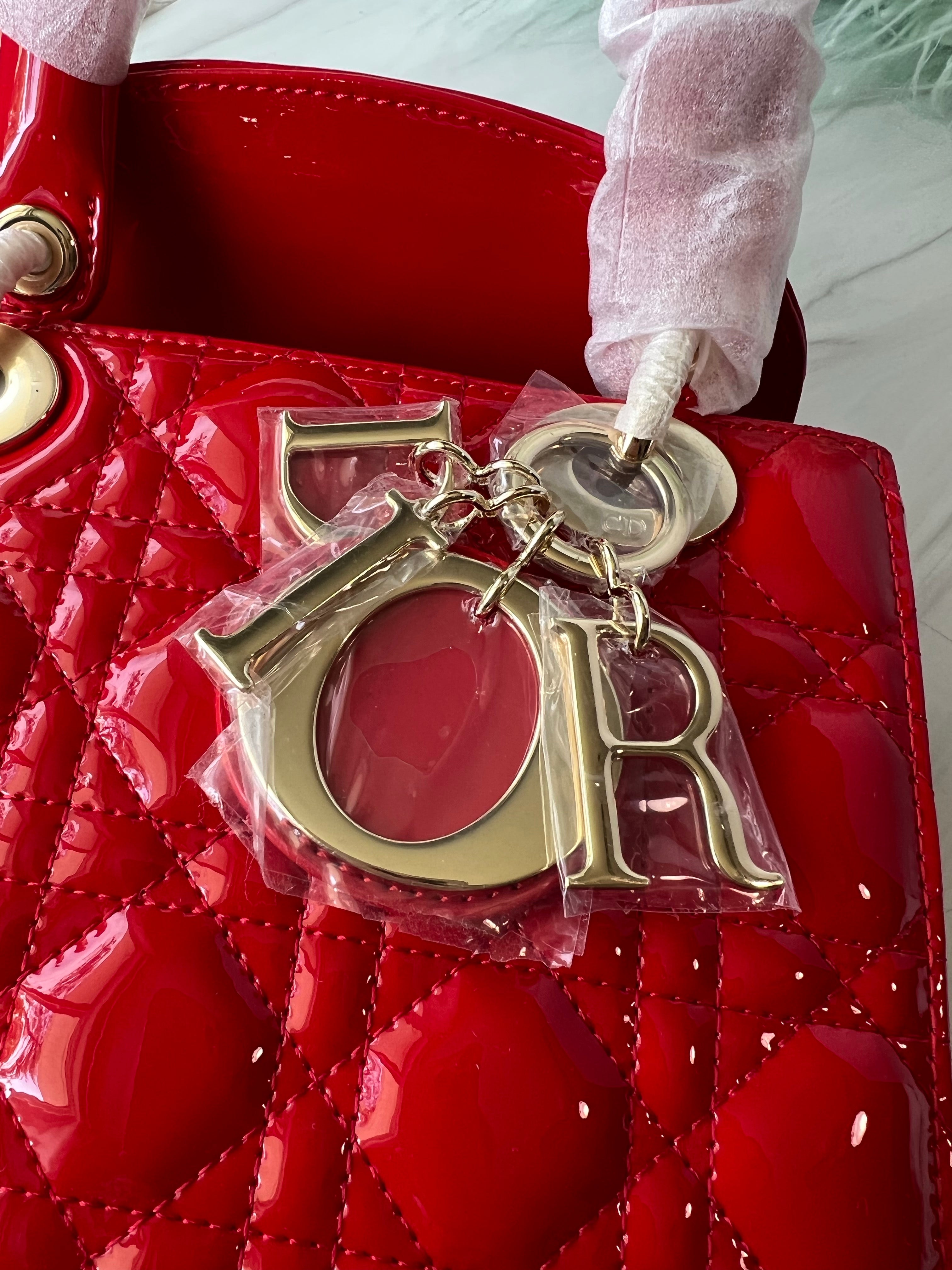[Top] Christian Dior Lady Christian Dior Bag Patent ABC Small - Red Cherry