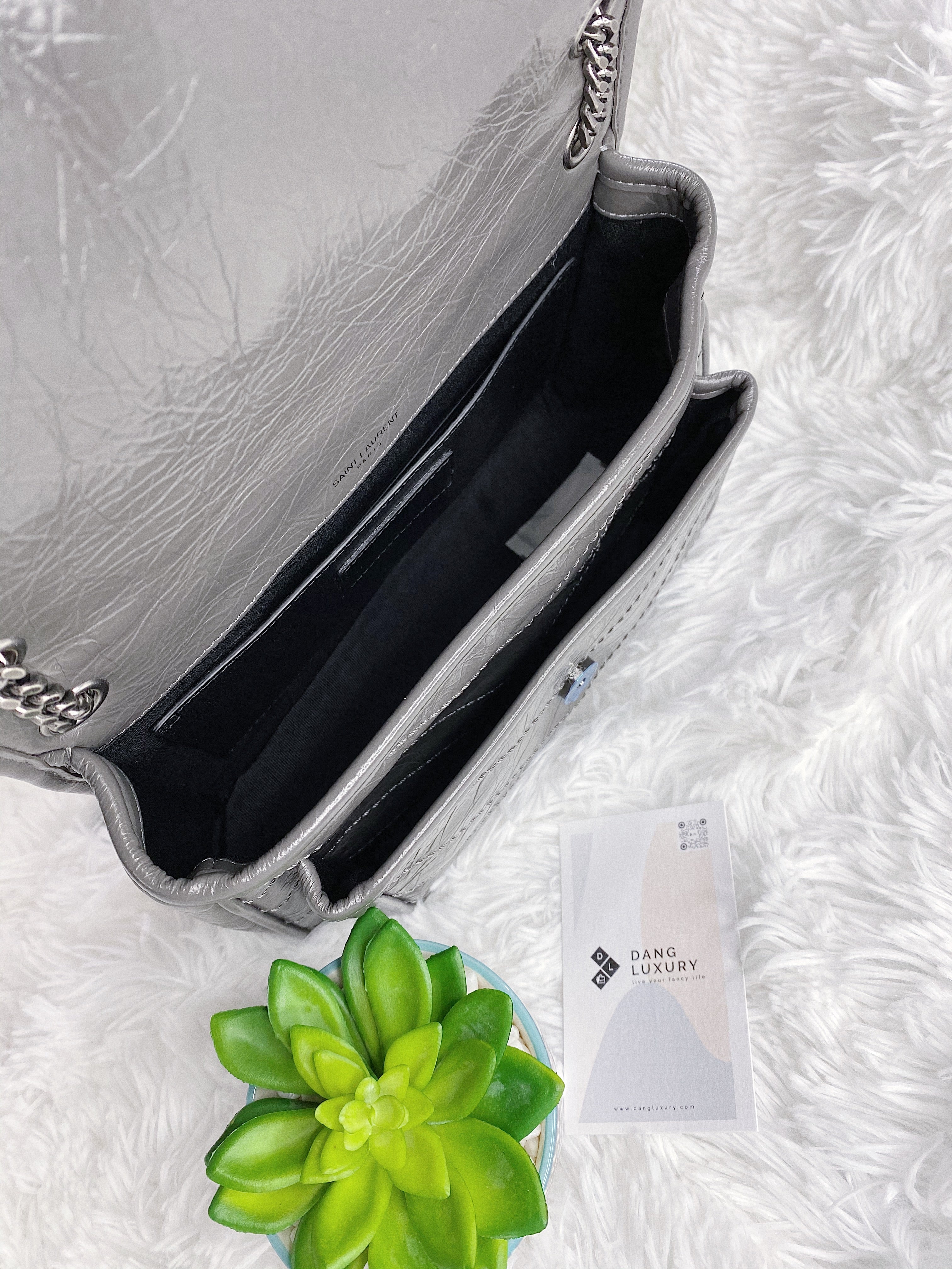 [TOP] Yves Saint Laurent YSL Niki Small Bag Aged Leather 22cm - Stormy Grey