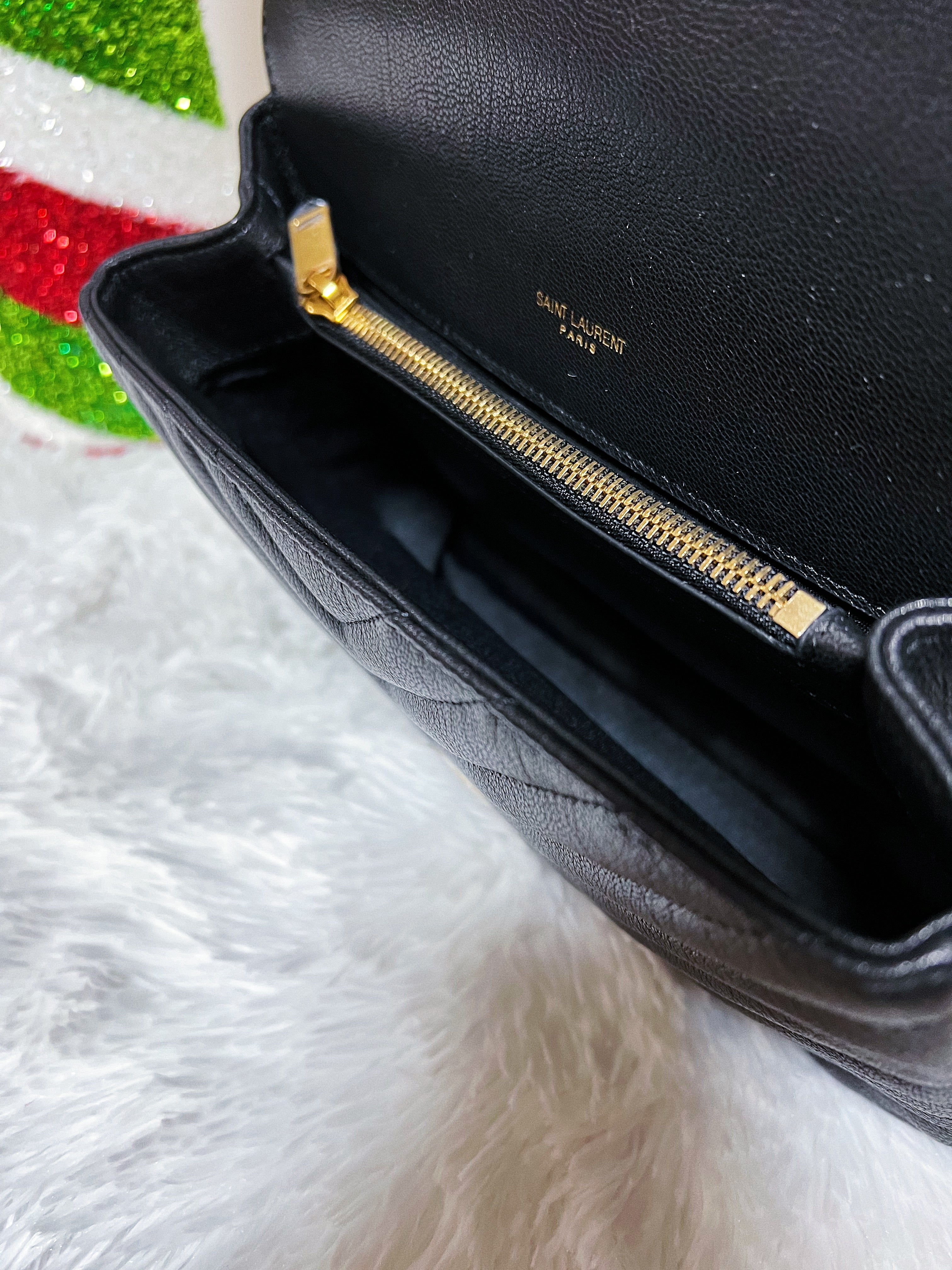 [TOP] Yves Saint Laurent YSL College Small Bag - Black w GHW