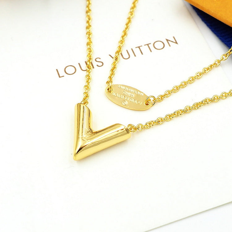 [TOP] Louis Vuitton LV V Necklace - Gold