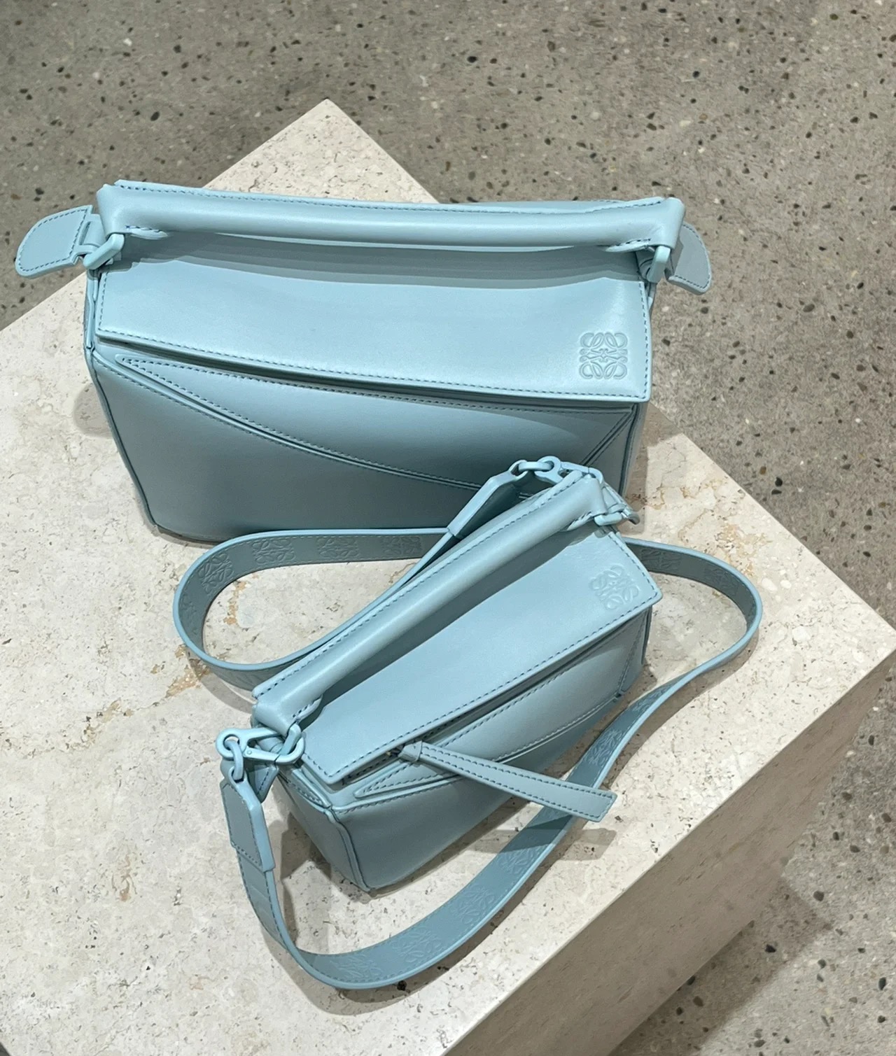 [TOP] LOEWE Puzzle Bag 17.5*7.5*10.5cm/24*10*14cm - Cyan blue