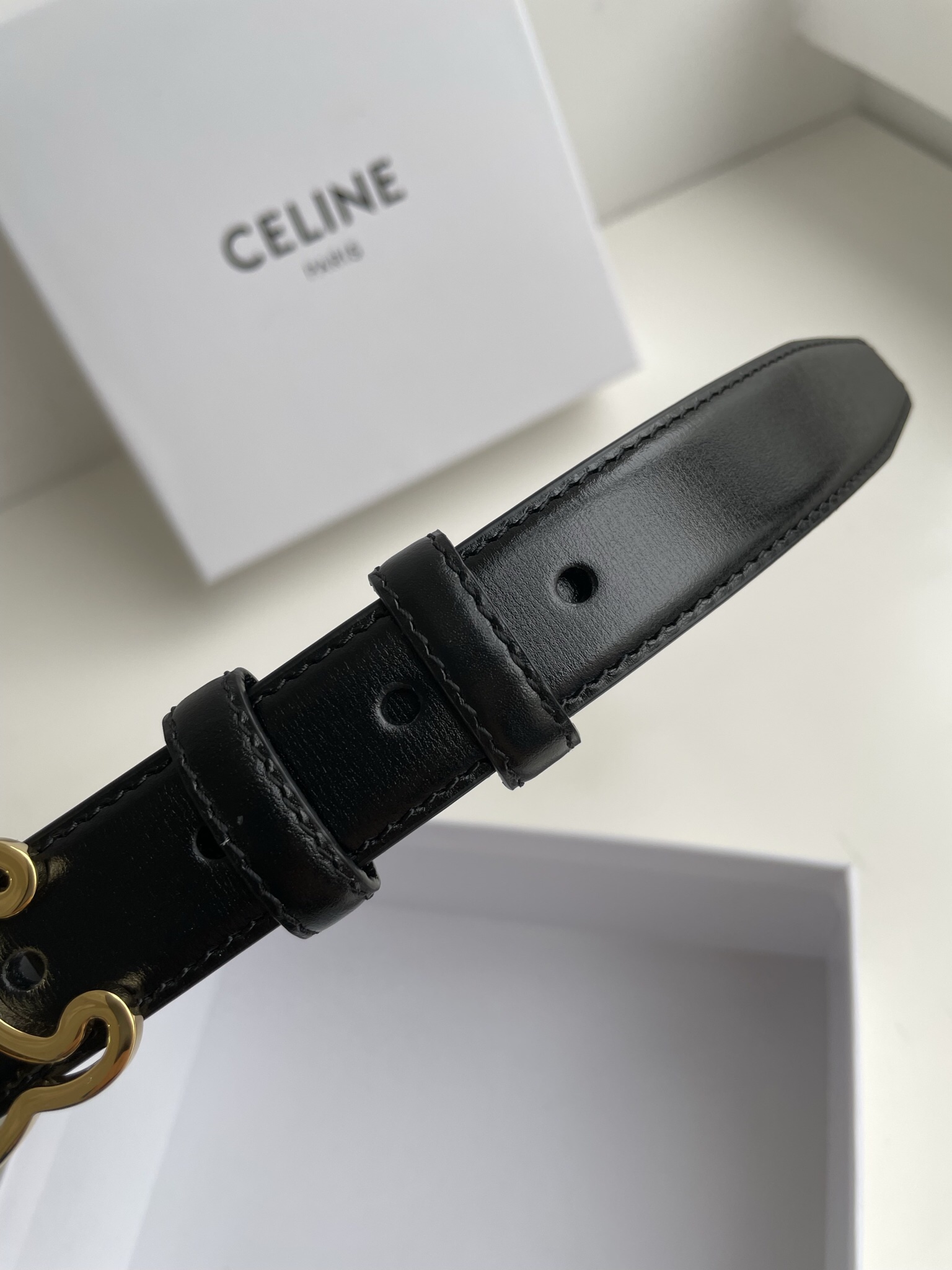 [TOP] CELINE Triomphe Belt - Black