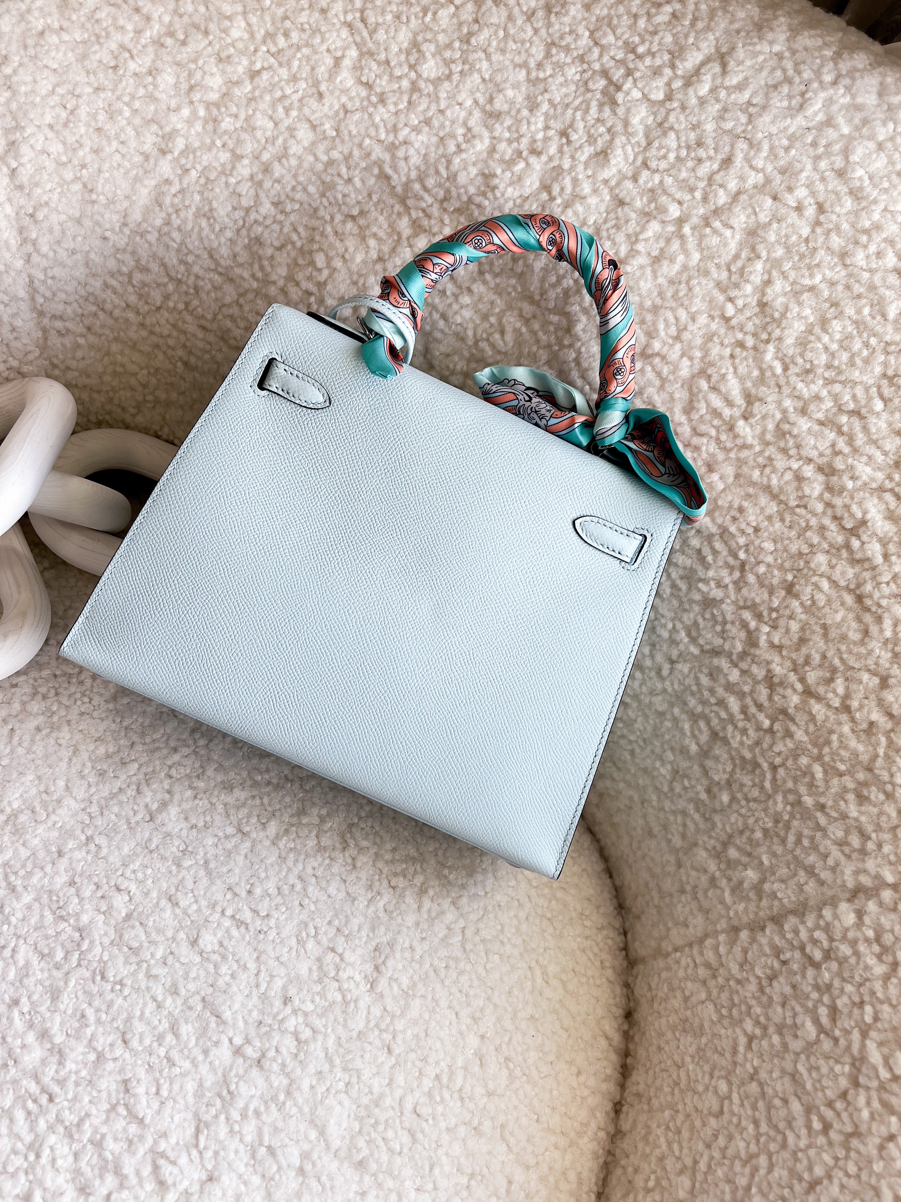 [TOP] HERMES Kelly Epsom Leather 25cm - Blue Brume SHW