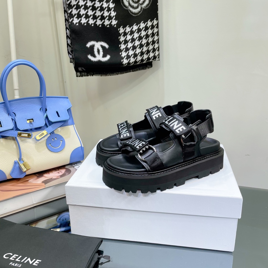 [TOP] CELINE Sandals - Black - Cline