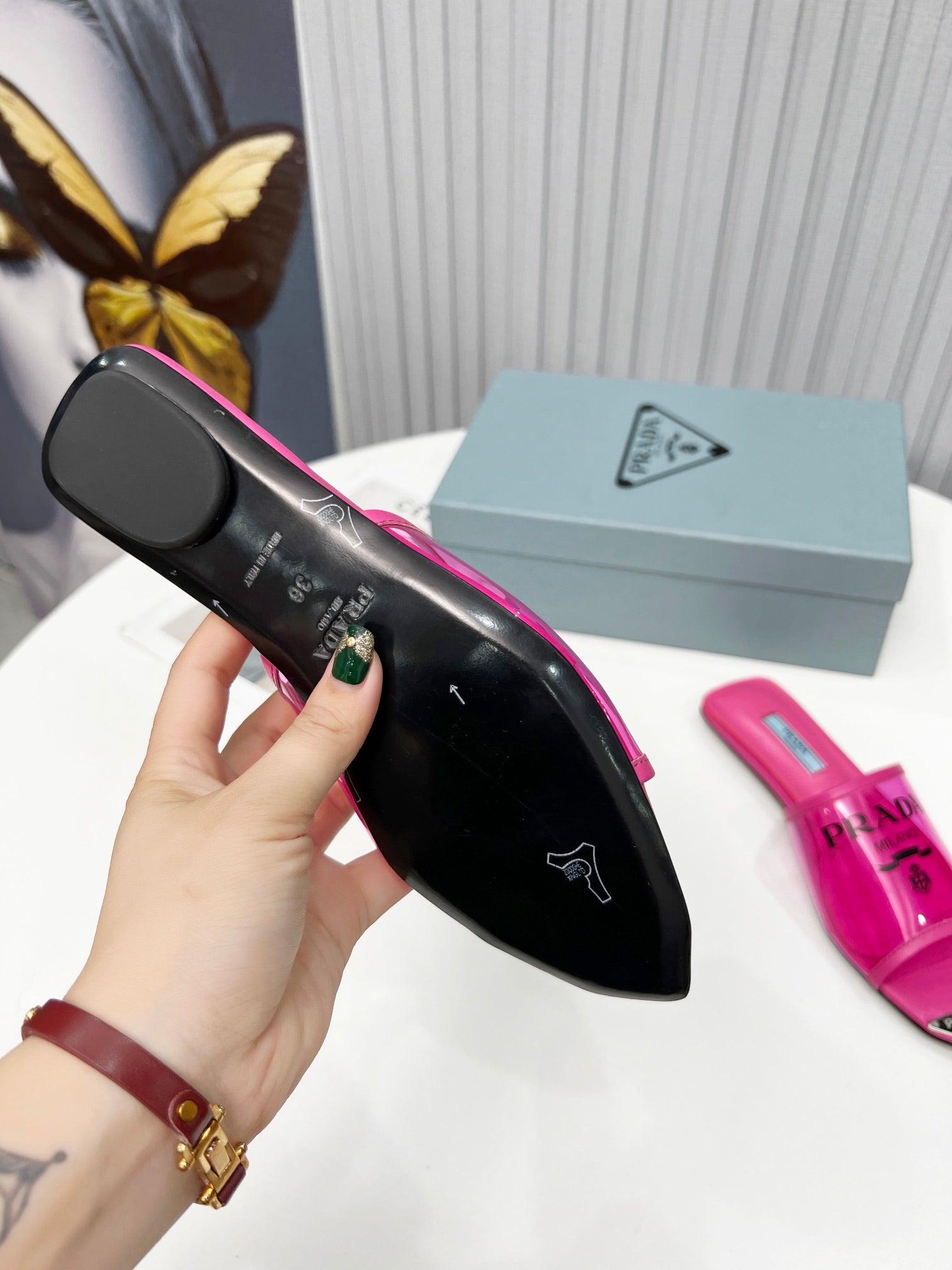 [TOP] PRADA Logo-print Plexiglas Slides - Hot Pink