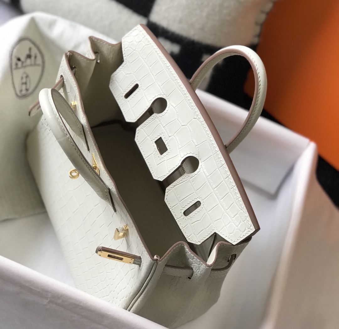[TOP] HERMES Birkin Crocodile 25CM 30CM- White& GHW