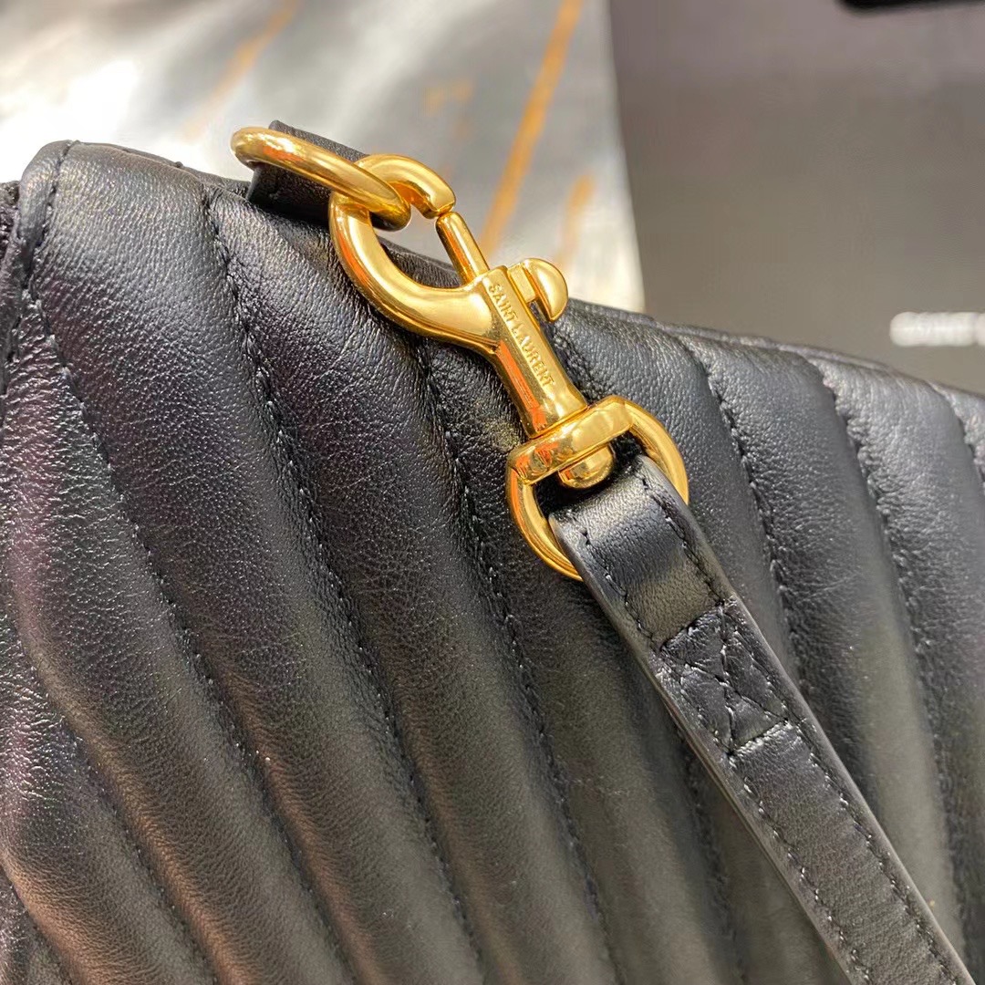 [TOP] Yves Saint Laurent YSL Cassander Matelasse A5 Pouch in Grain DE Pouder Embossed  Leather