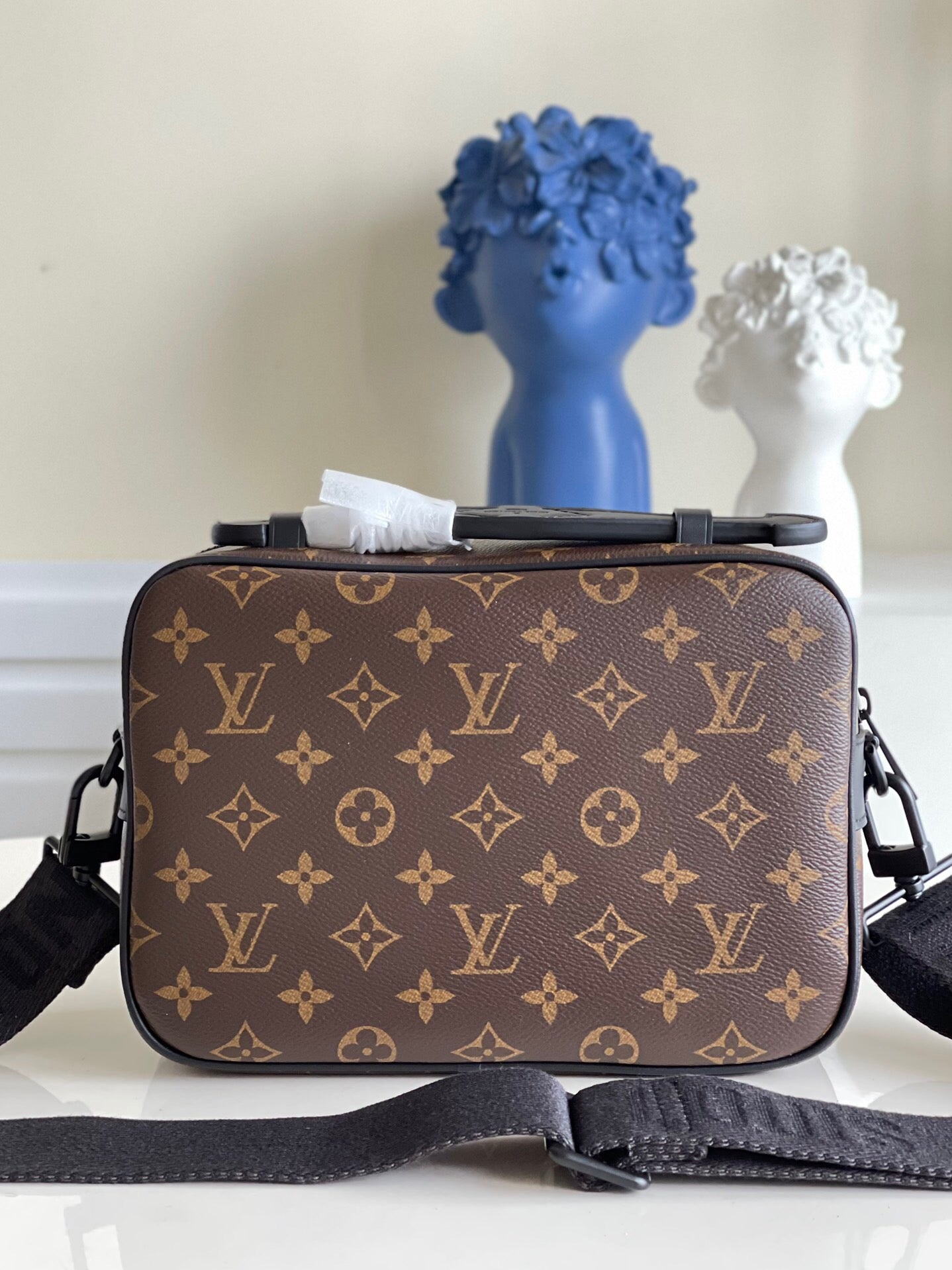 [TOP] Louis Vuitton LV Monogram Unisex Macassar S Lock Messenger Bag 22*18*8cm - Black