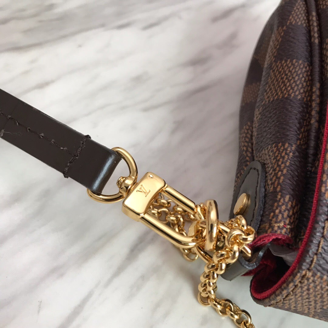 [TOP] Louis Vuitton LV  Favorite Bag  MM 24x15.5x4.5cm-Damier Ebene