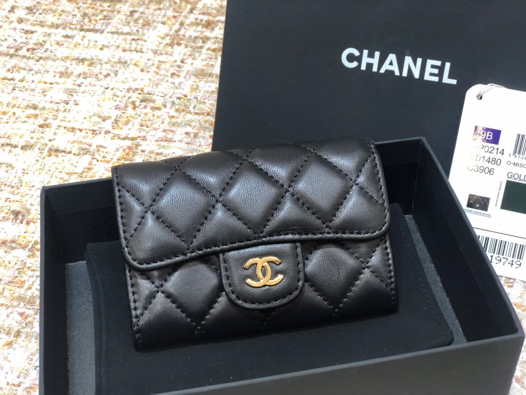 [TOP]CHANEL Classic Flap Cardholder Black 11x7cm - 4 Types