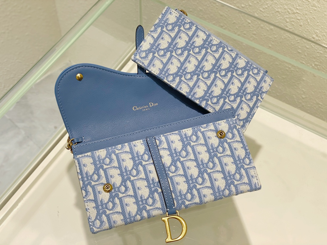 [TOP] Christian Dior Saddle Bag Oblique Printed Fabric 19x11x2.5cm