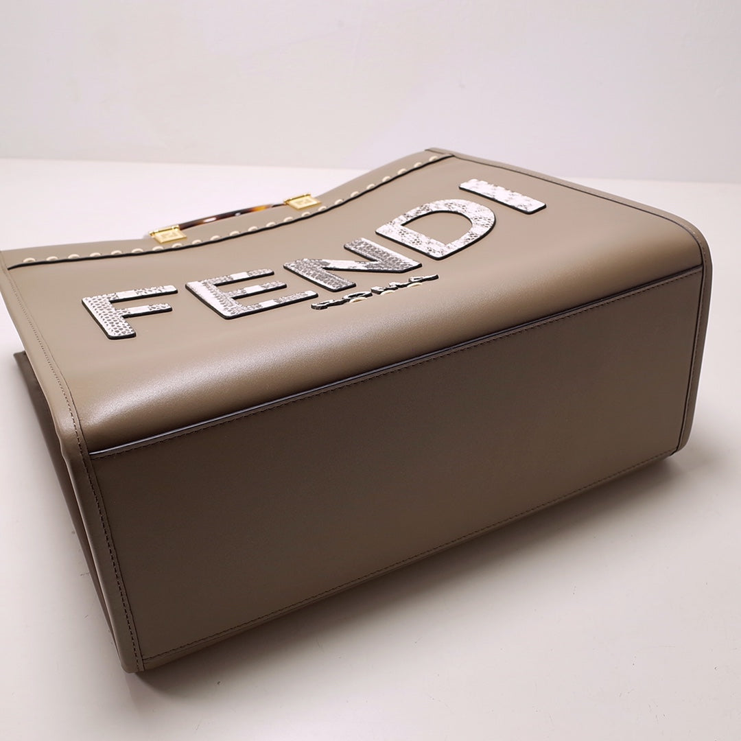 [TOP] FENDI FENDI Sunshine Roma F Medium Tote Bag - Light Brown