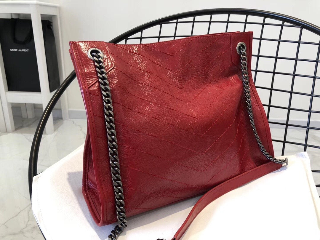 [TOP] Yves Saint Laurent YSL Medium Niki Shopping Bag - Red SHW