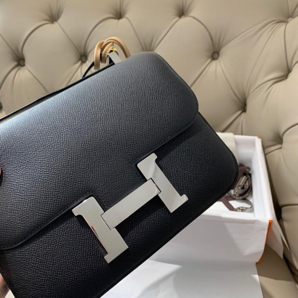 [TOP] HERMES Constance Epsom Leather 24cm  - Black & SHW
