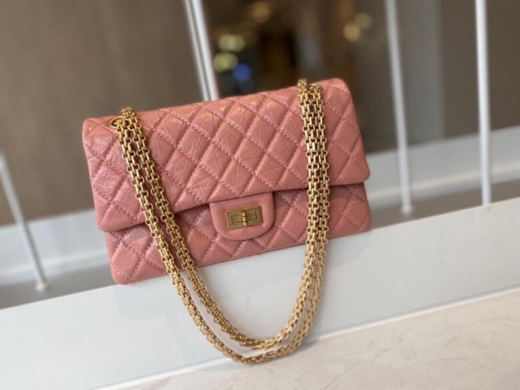 [TOP] CHANEL 2.55 Reissue Flap Bag Medium 24cm - Salmon Pink &GHW