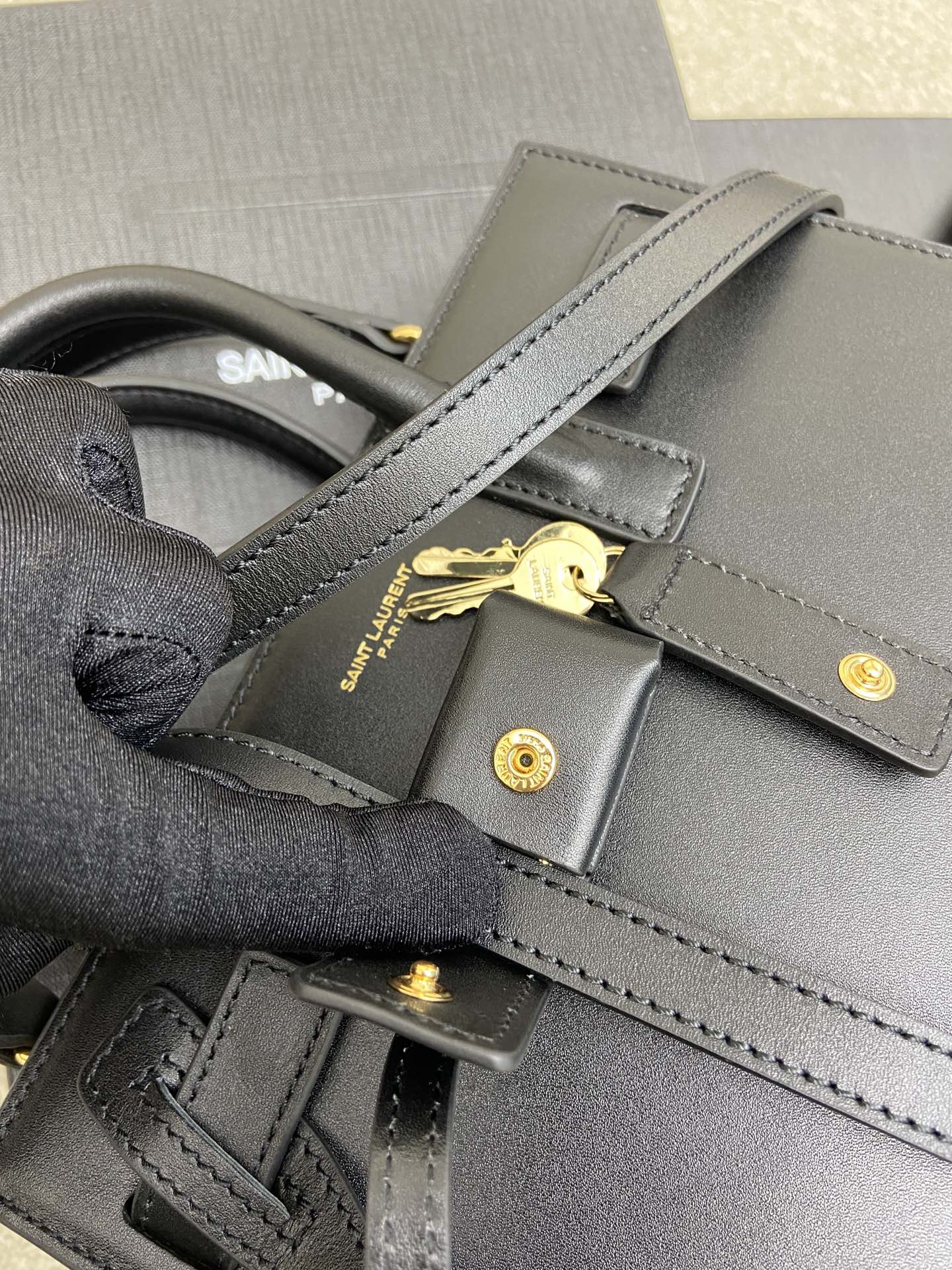 [TOP] Yves Saint Laurent YSL Nano Sac De Jour Leather Bag - Black w GHW