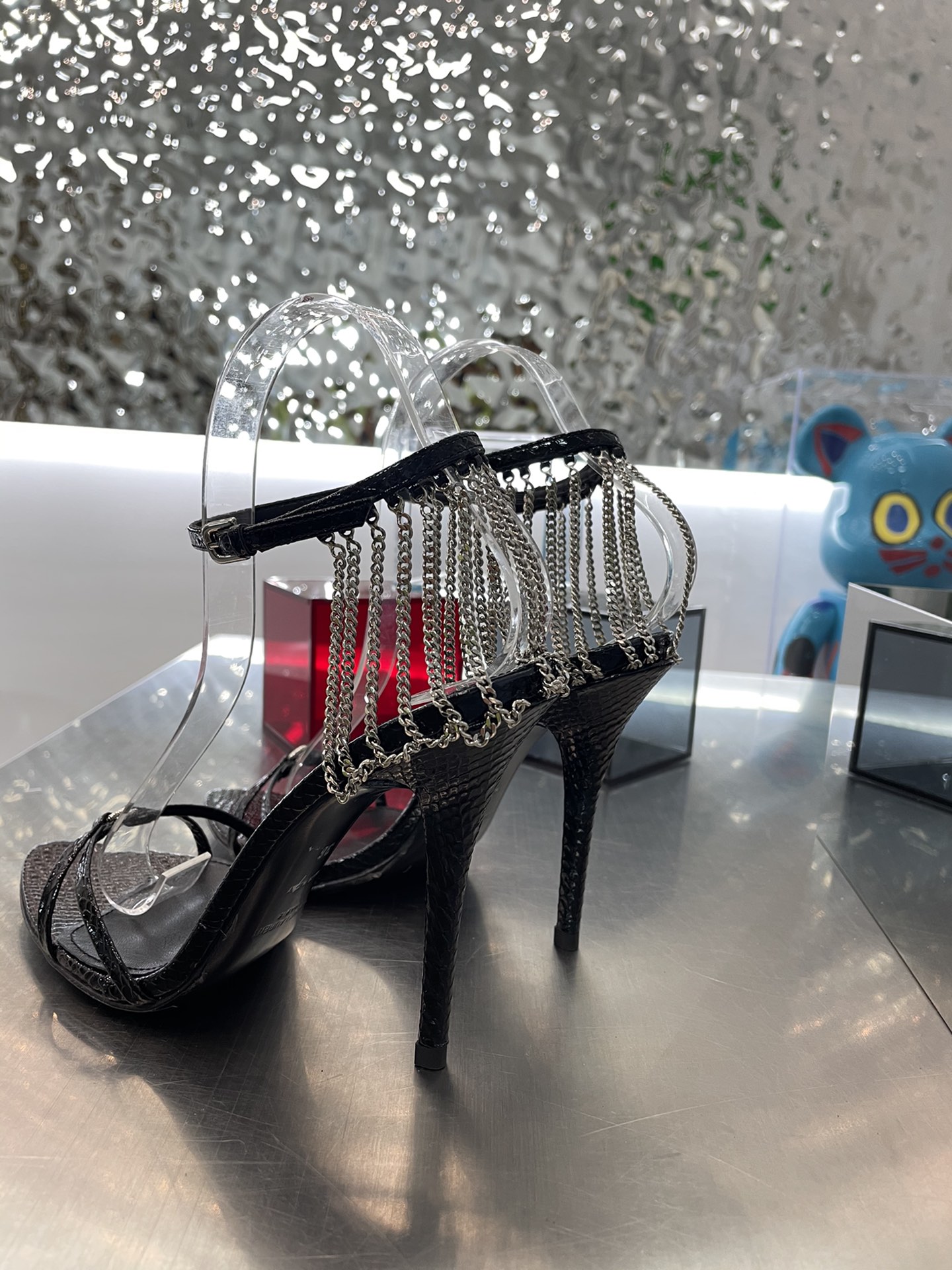 [TOP] Yves Saint Laurent YSL Chain High Heels - GHW & SHW - Black