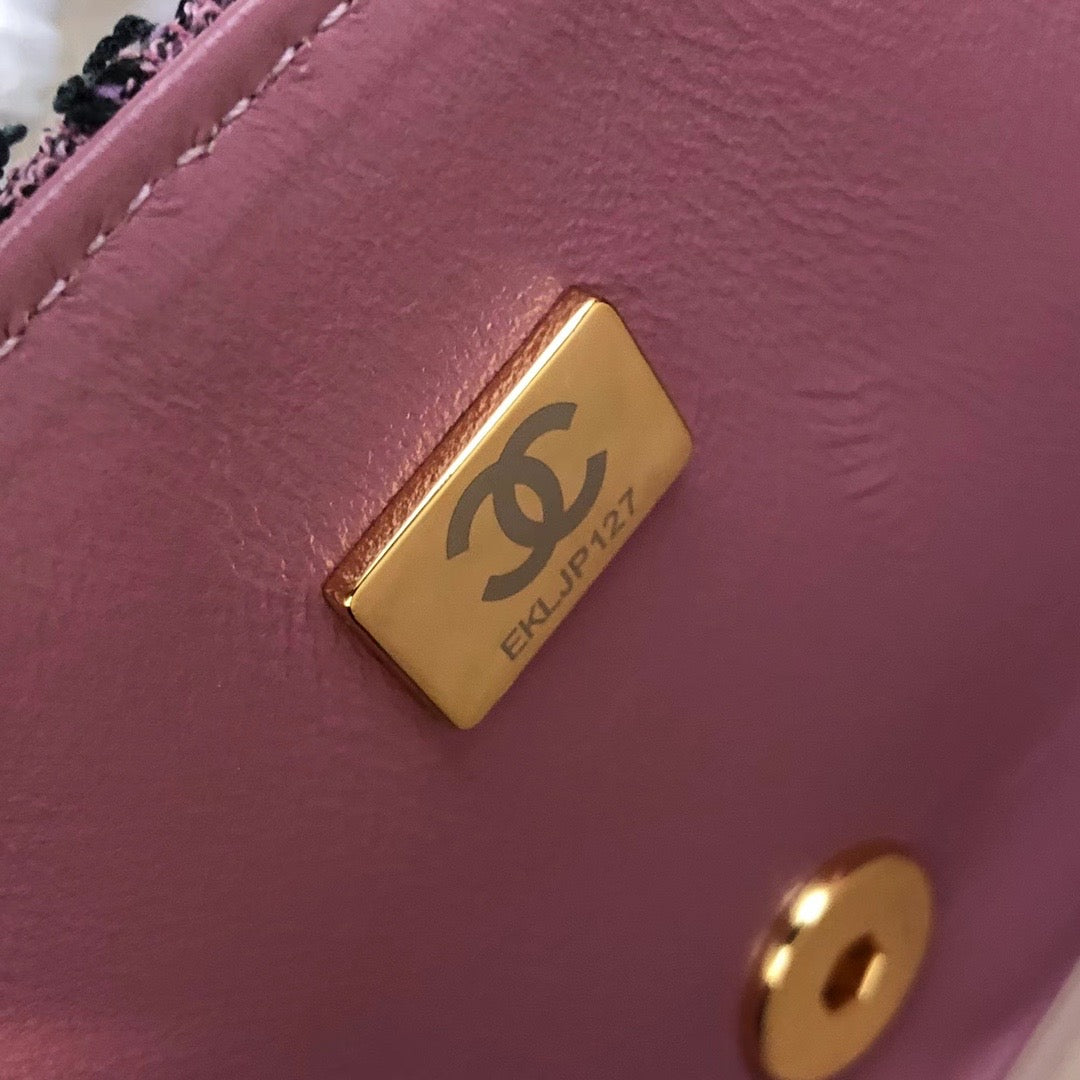 [TOP] CHANEL Classic Flap Bag Tweed Mini Rectangular 20cm - Purple