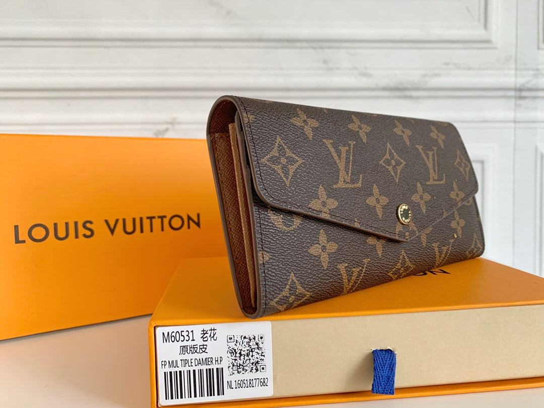 [TOP] Louis Vuitton LV L*V Monogram Sarah Wallet - Brown