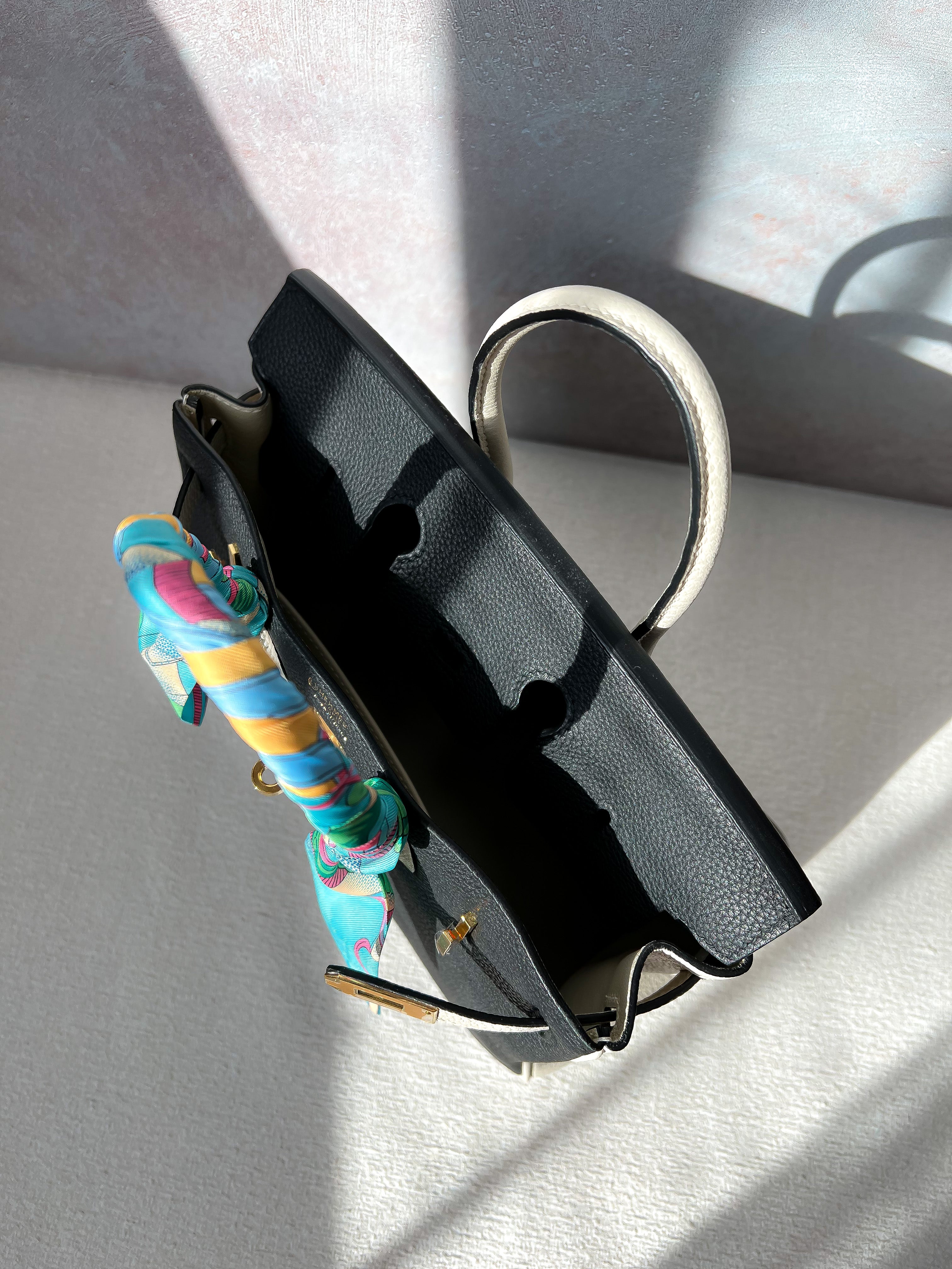 [TOP] HERMES Birkin 2 Tones 25cm - Black and Cream (Customised)