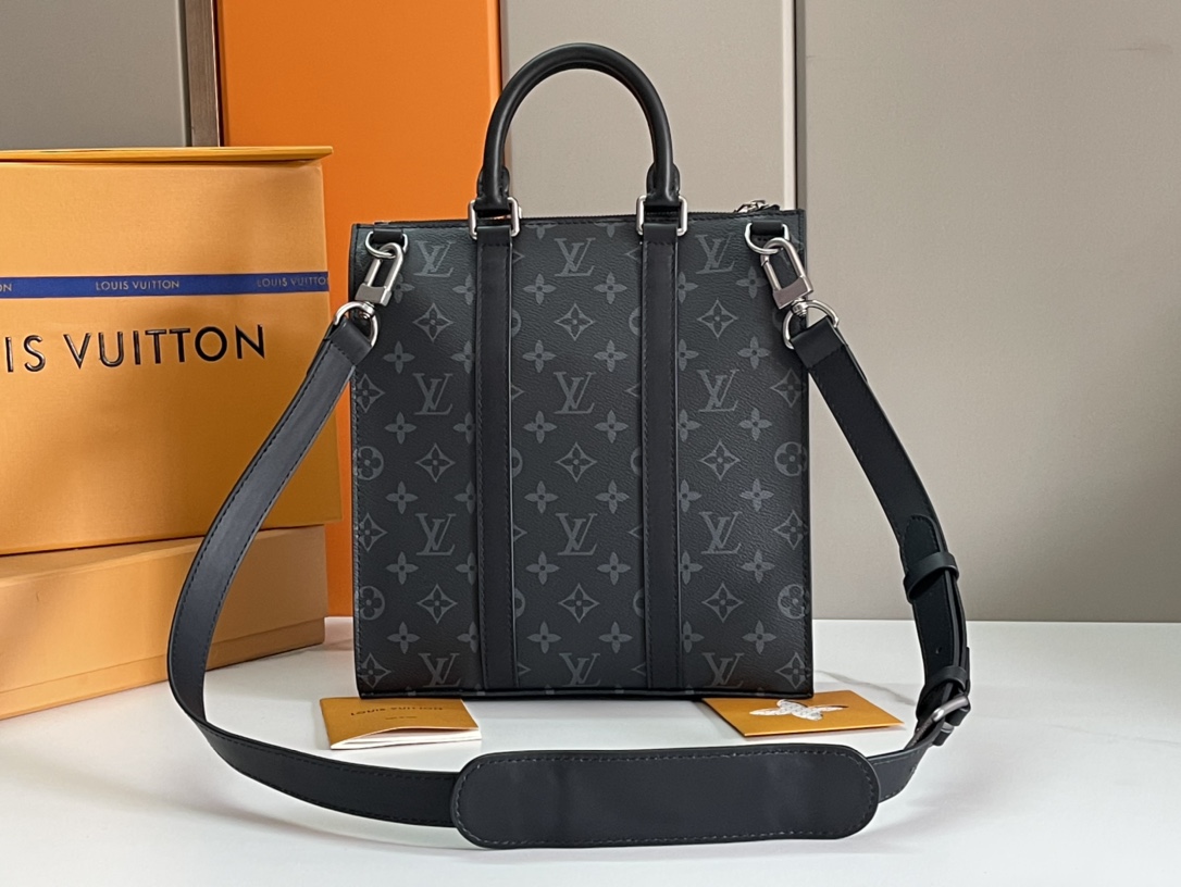 [TOP] Louis Vuitton LV Sac Plat Monogram Eclipse Reverse 26x28.5x6CM-Black