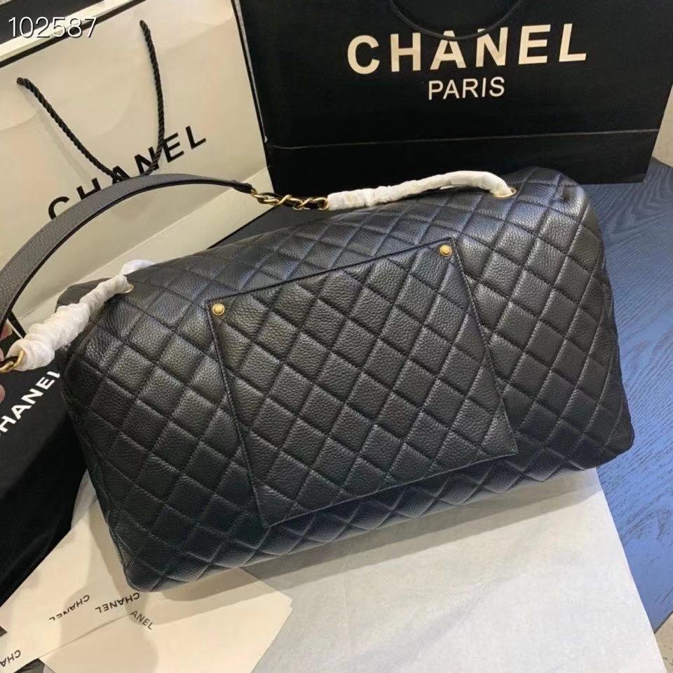 [TOP]CHANEL Classic Flap Travel Bag Caviar XXL 45cm - Black With GHW