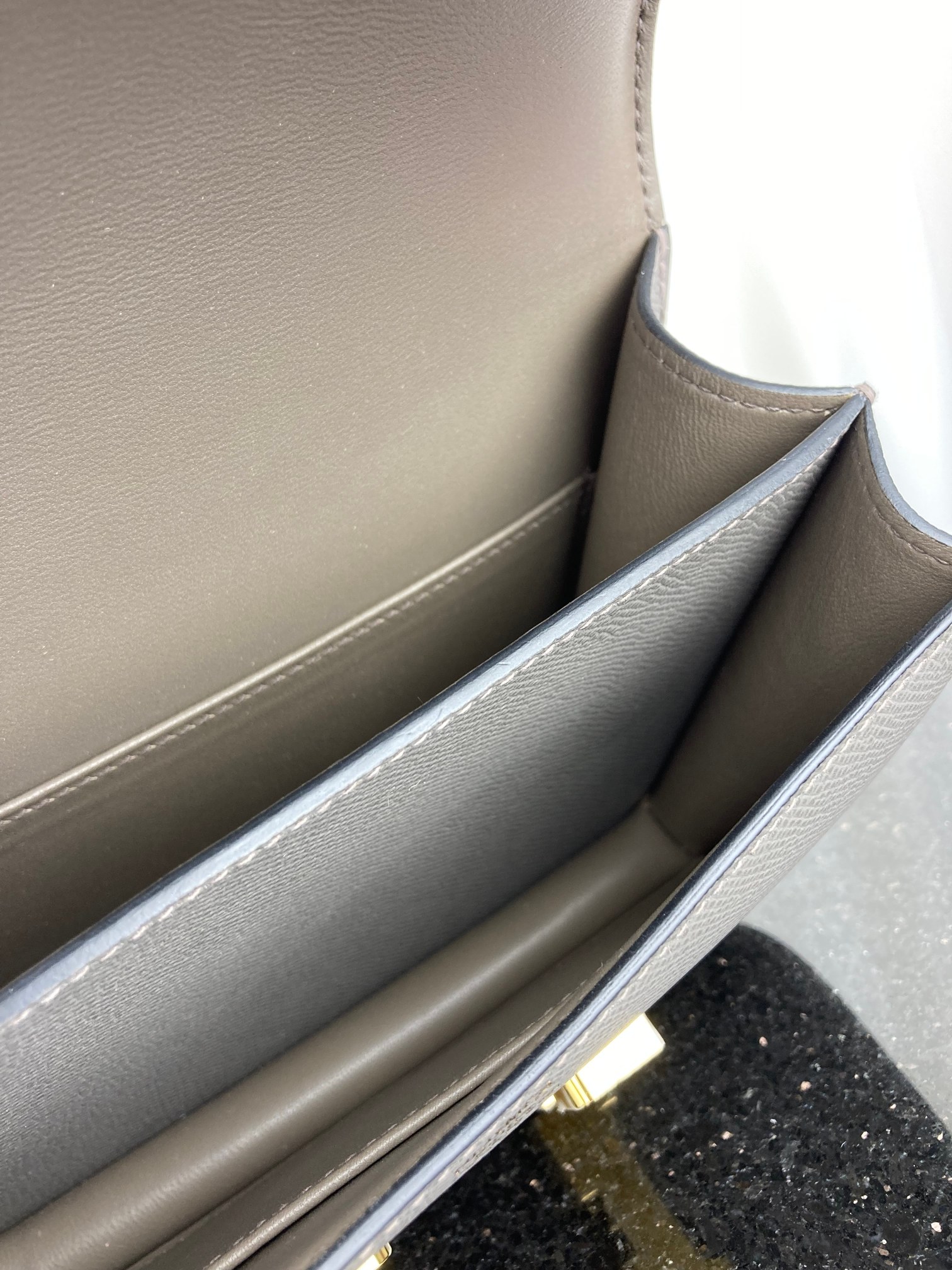 [TOP] HERMES Constance Epsom Leather 18cm - Gray & GHW