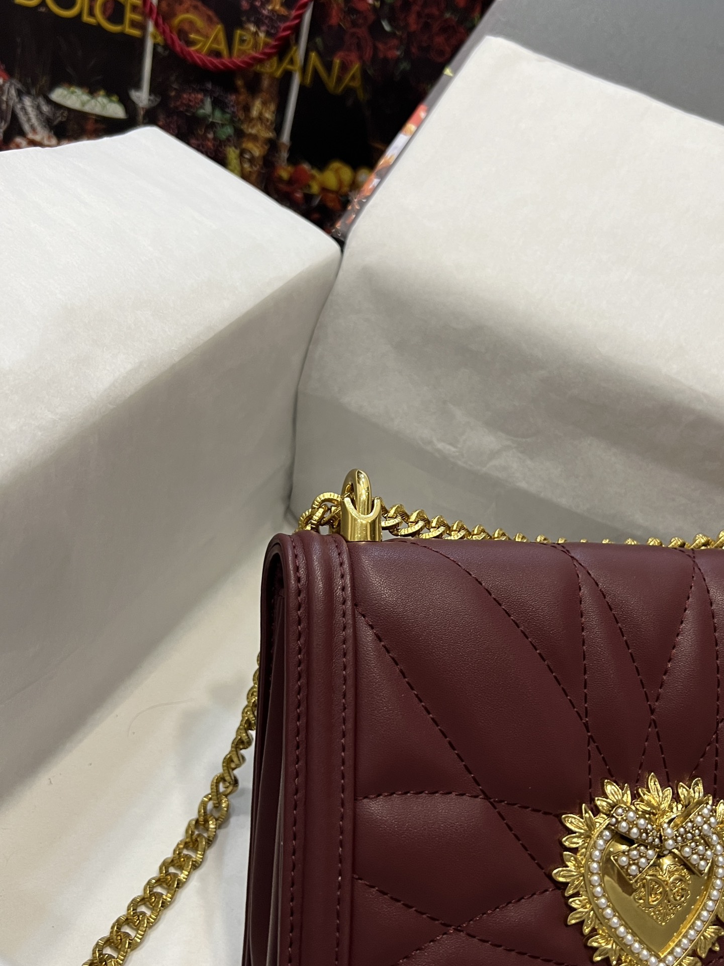 [TOP] Dolce & Gabbana D&G Nappa Leather Devotion Bag 21cm/26cm - Red