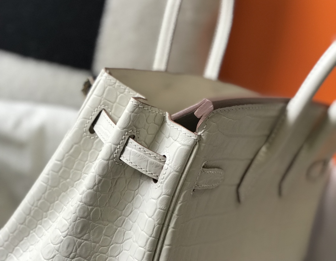 [TOP] HERMES Birkin Crocodile 25CM 30CM- White& GHW