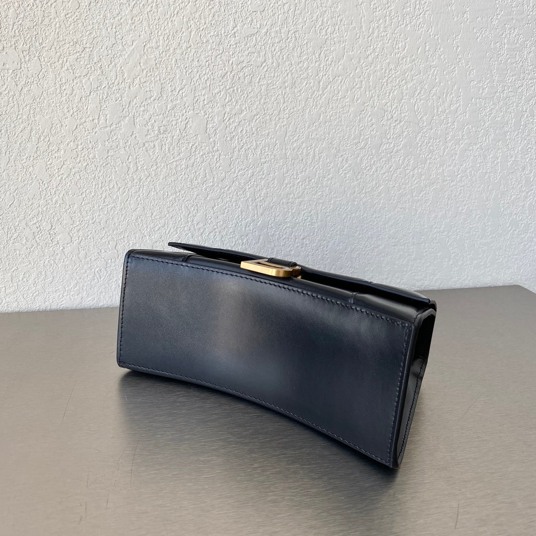 [TOP] BALENCIAGA Hourglass Small 23 cm Calfskin Bag - Black