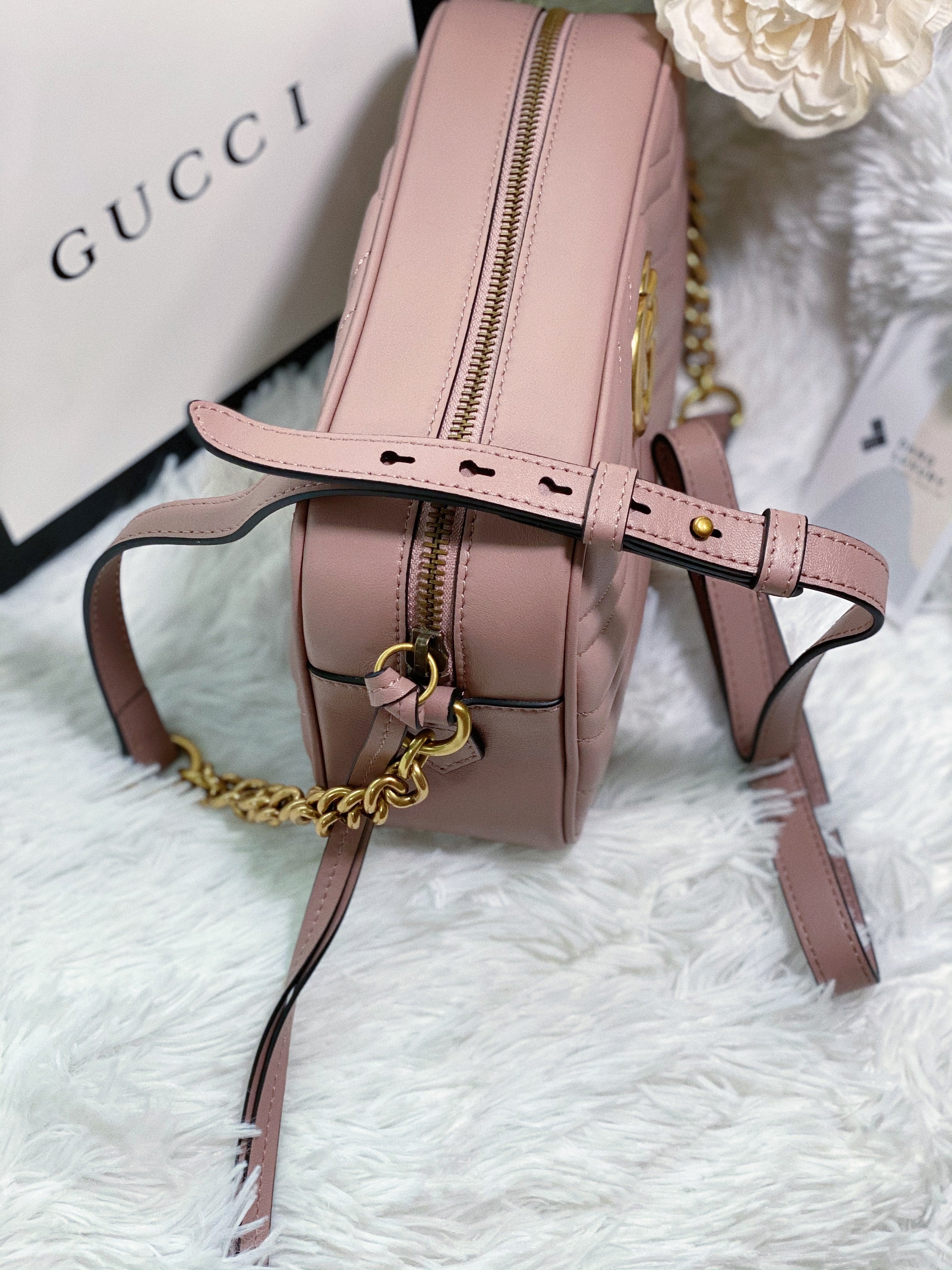 [TOP] GUCCI GG Marmont Bag Matelasse Small 26*15*7 - Dusty Pink
