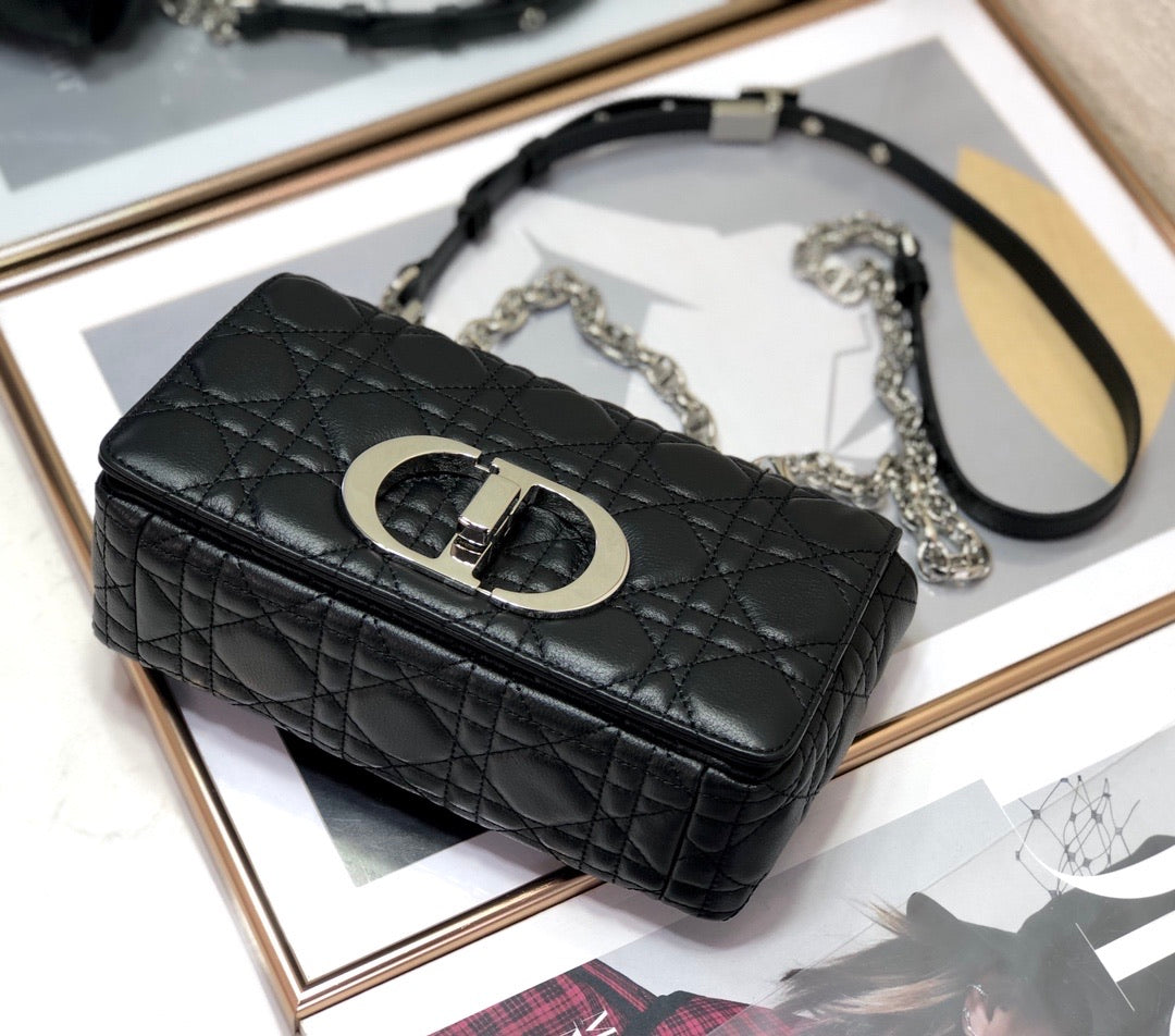 [TOP] Christian Dior Caro Bag Small - Black and Silver