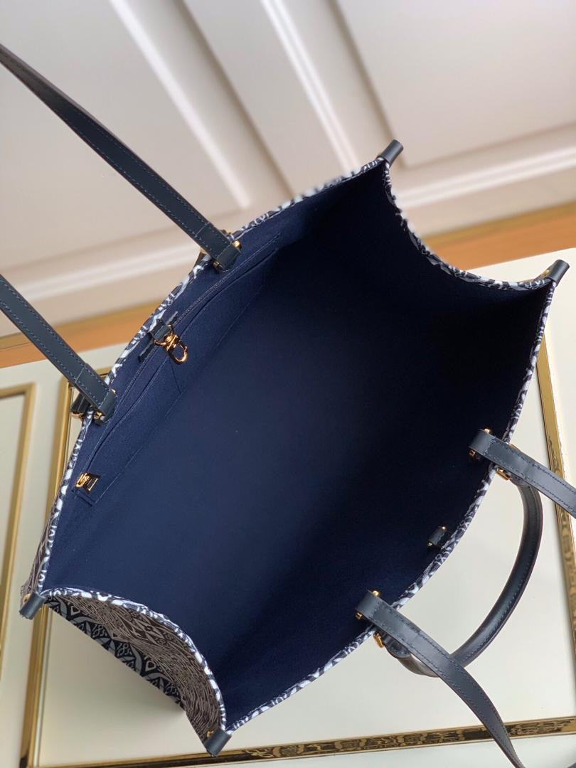 [TOP] Louis Vuitton LV 1854 Jacquard On The Go GM  41x34x19cm-Dark Blue