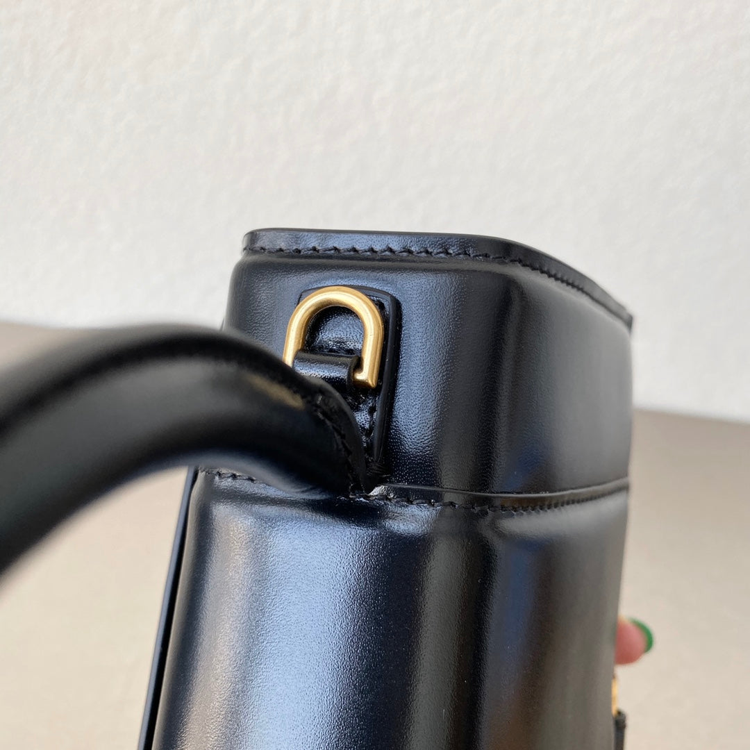 [TOP] BALENCIAGA Hourglass Small 23 cm Calfskin Bag - Black