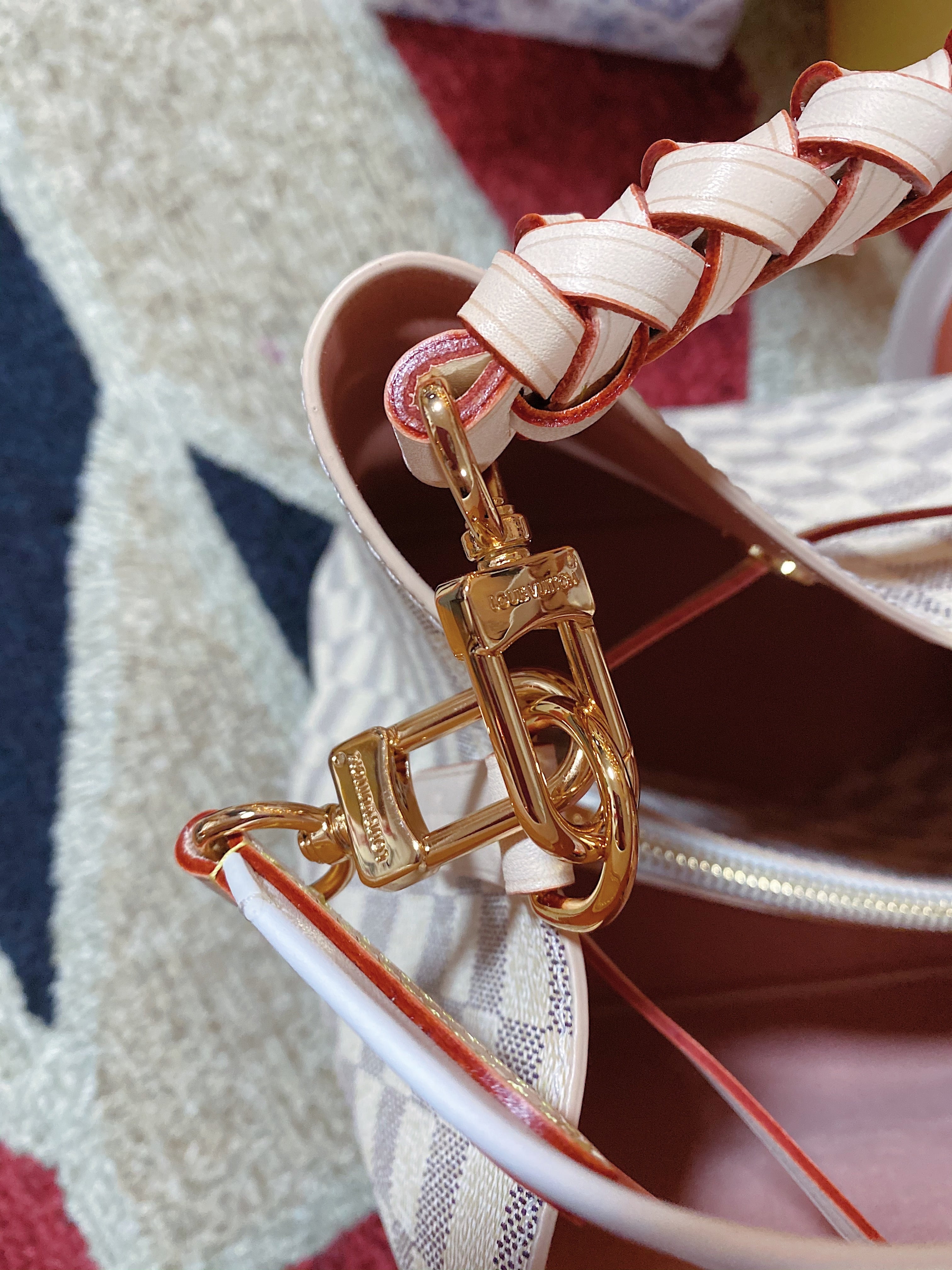 [TOP] Louis Vuitton LV  Noe Bag With Braided Handle 34x26x19cm - Damier Azur