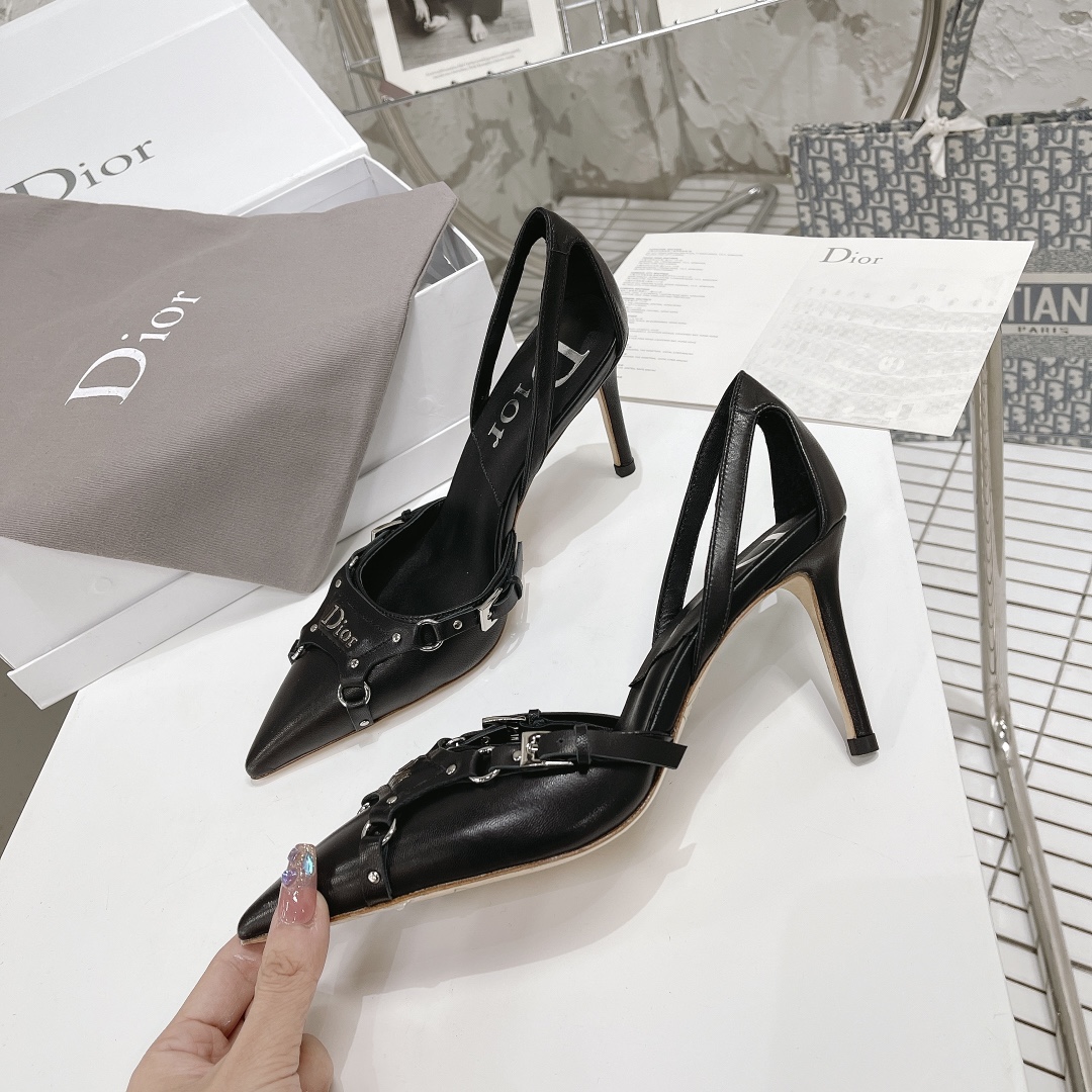 [TOP] Christian Dior CD Logo Leather Pump - Black