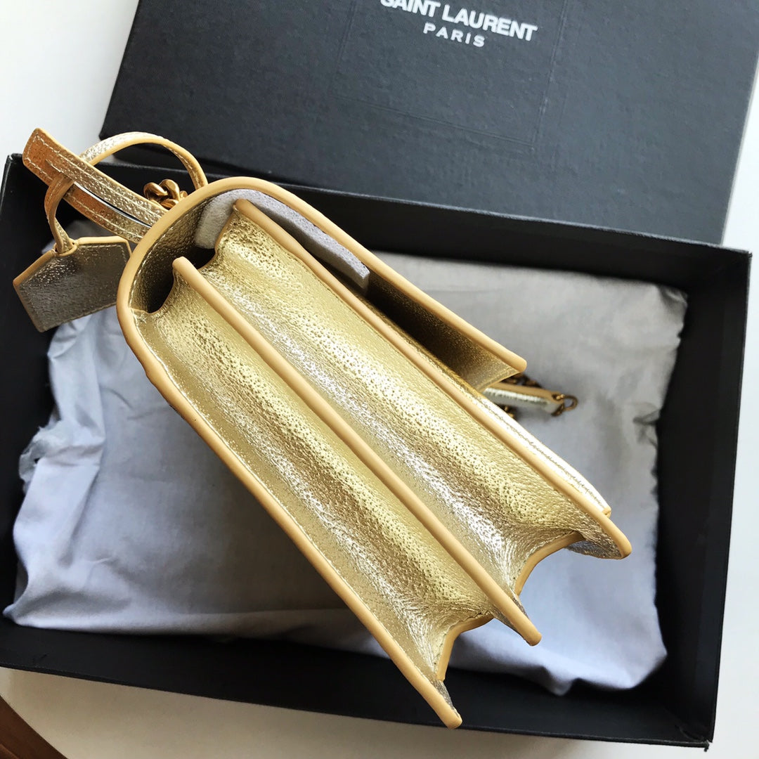[TOP] Yves Saint Laurent YSL Sunset Metallic Small Bag - Gold