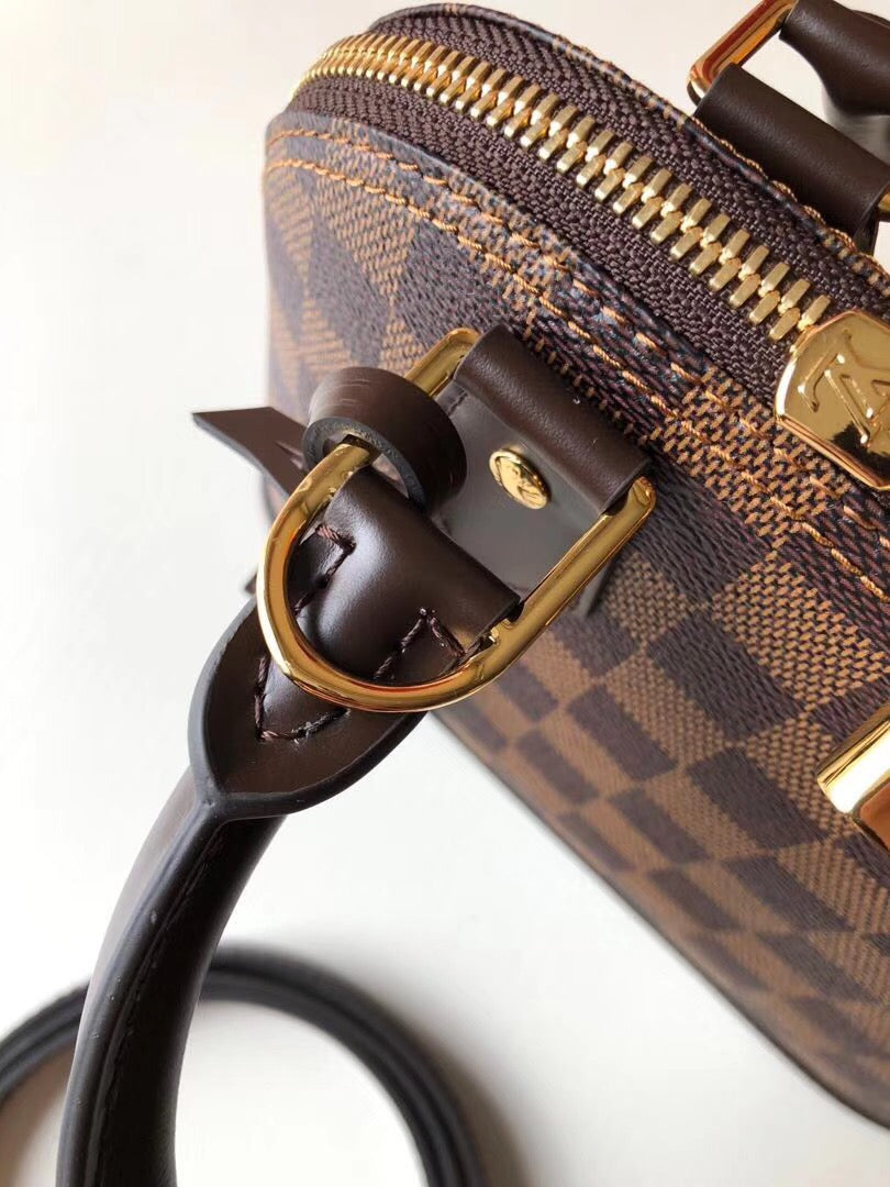 [TOP] Louis Vuitton LV £V Alma BB Damier Ebene 23.5X17.5X11.5cm-Brown