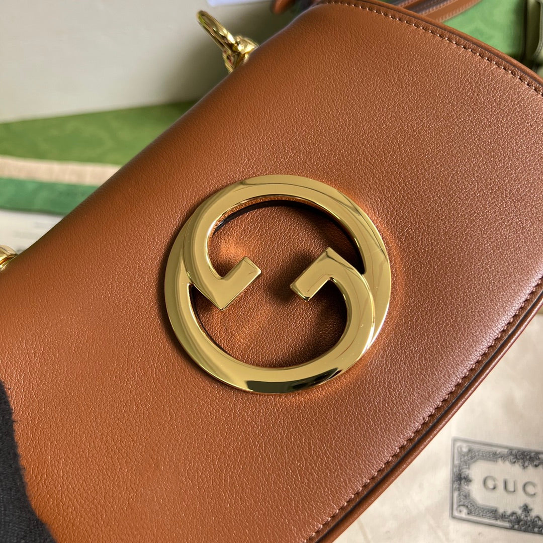 [TOP] GUCCI G*G Blondie Mini Leather Bag 22x13x5.5cm - Brown