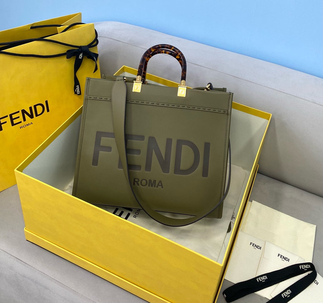 [TOP] FENDI FENDI Sunshine Tote Medium Shopping Bag 35cm - Green
