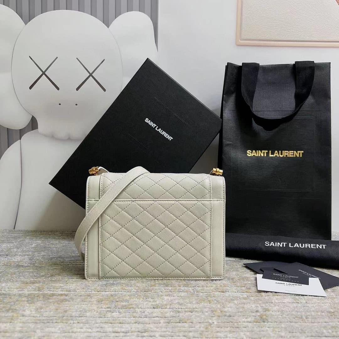 [TOP] Yves Saint Laurent YSL Mini Quilted Envelope Bag - White