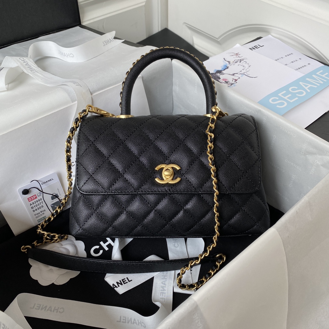 [TOP] CHANEL CoCo Handle Bag 19cm/23cm - GHW - Black/White