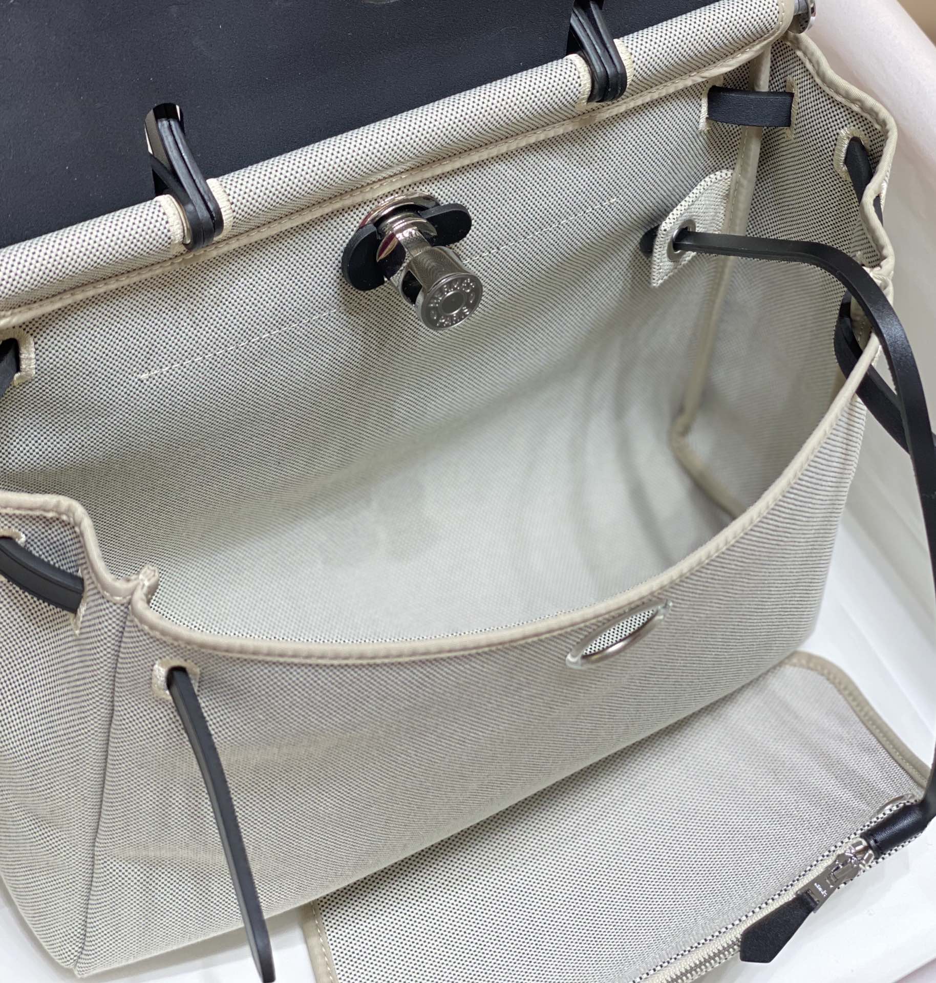 [TOP] HERMES Herbag Zip Canvas Handbag 31cm - 2 Color