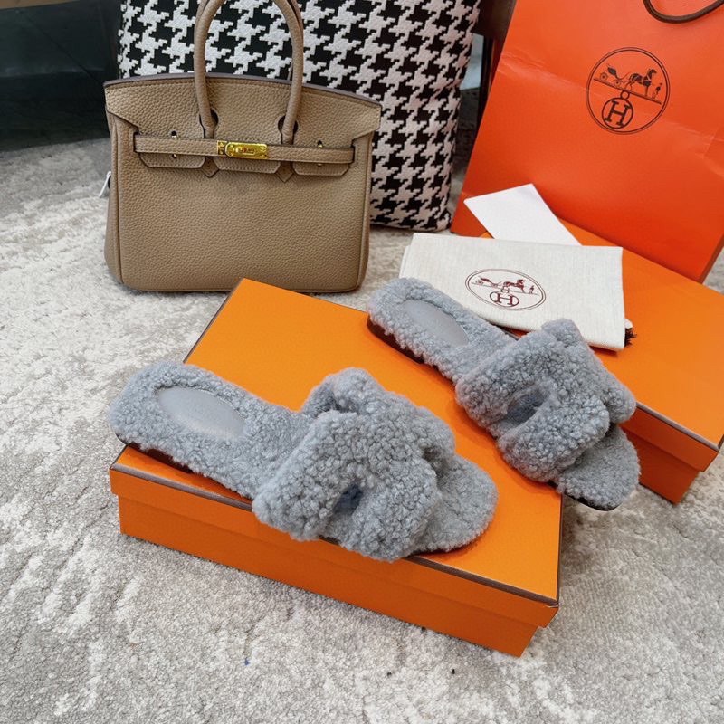 [TOP] HERMES Oran Shearling Sandals - Collection