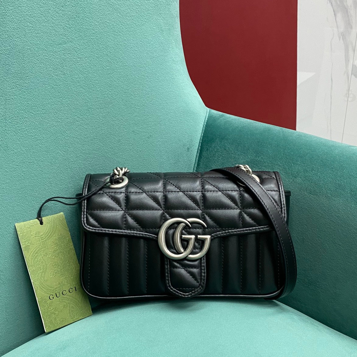 [TOP] GUCCI GG Marmont Bag Mini 22cm - Black w SHW