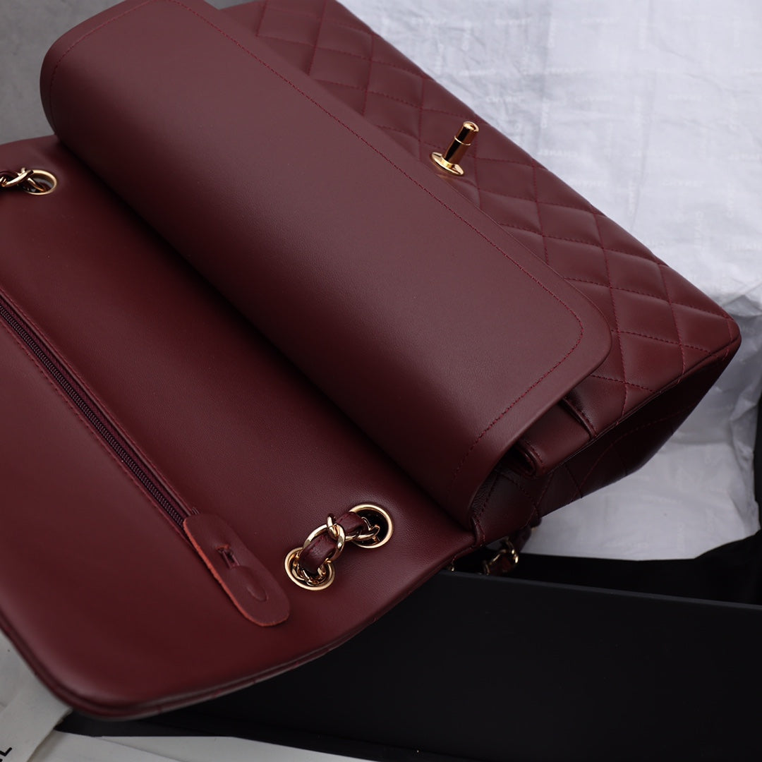 [TOP] CHANEL Classic Flap Bag 25cm/Jumbo 30cm - Burgundy & GHW