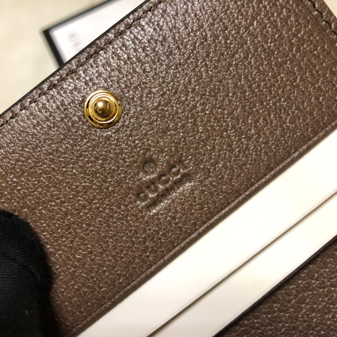 [TOP] GUCCI Ophidia Card Case Wallet - Brown