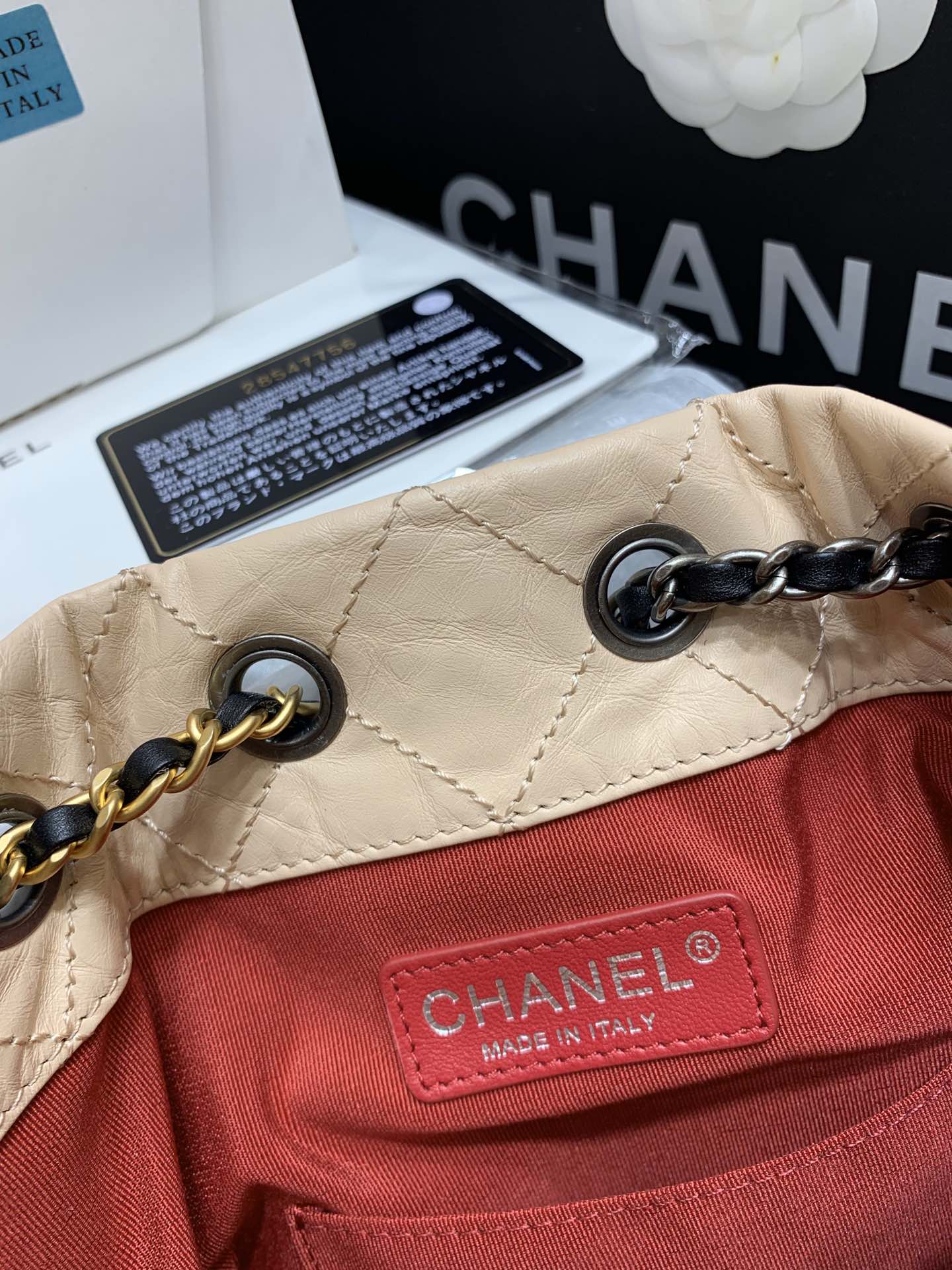 [TOP] CHANEL Gabrielle Backpack Quilted Small 24x23x11.5cm - Beige