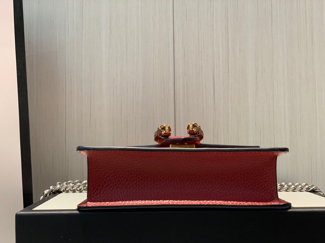 [TOP] GUCCI G*G Dionysus Stones Logo Bag Small 28cm - Red